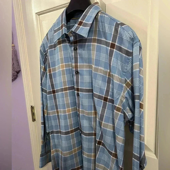 Robert Talbott Men’s XL Classic Multicolored Plaid Button Down Shirt - Picture 4 of 9